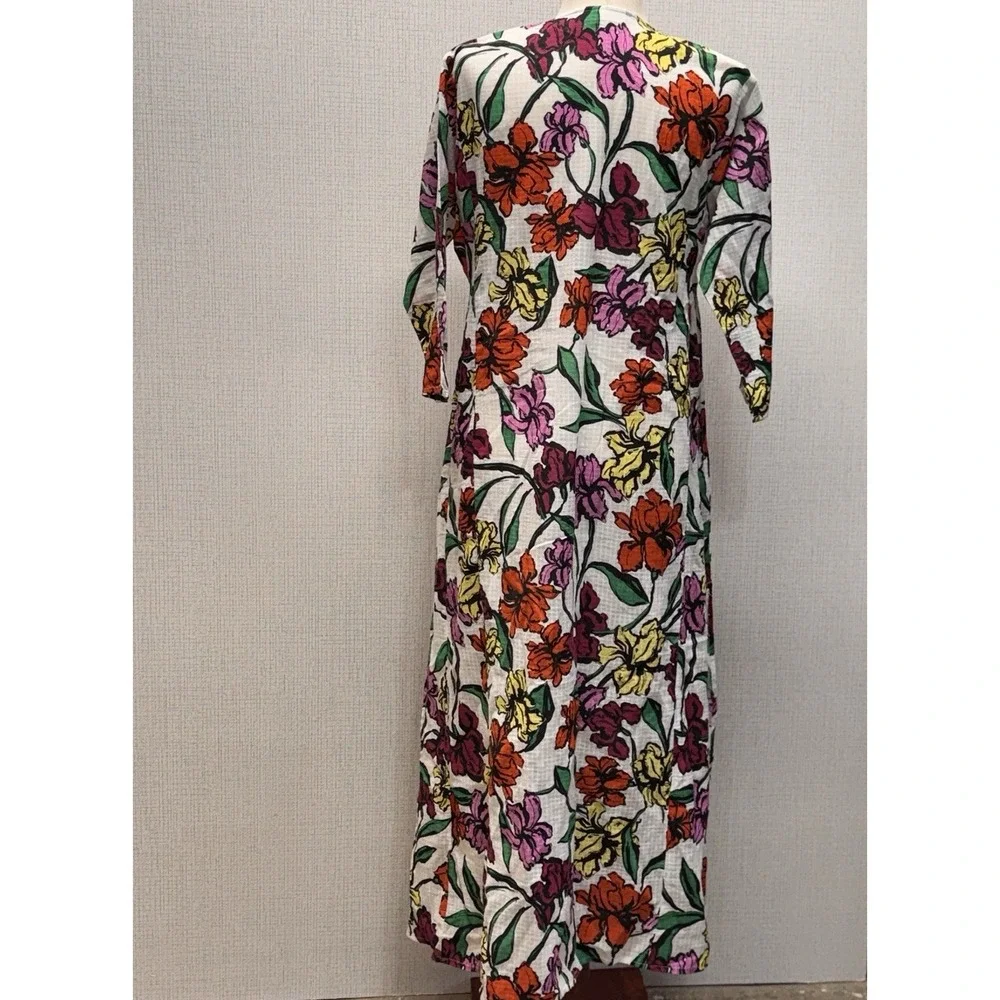 Roller Rabbit Women Floral Button Front Maxi Dress Long Sleeve White Multi Large - Picture 4 of 8
